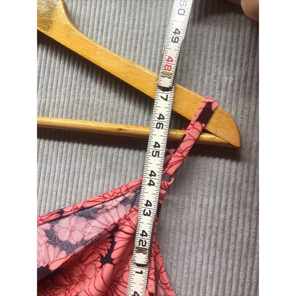 Isabel Ingrid Isabelle Dress M Pink Red Blue Floral Spaghetti Strap Tie Back - Picture 10 of 16